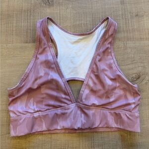 BuffBunny Collection Eclipse Camo Sports Bra in Pink, Size Large